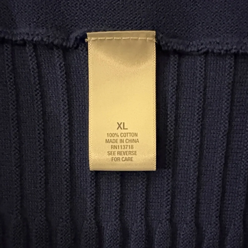 Navy Blue Cropped Ribbed Cardigan - Picture 4 of 6